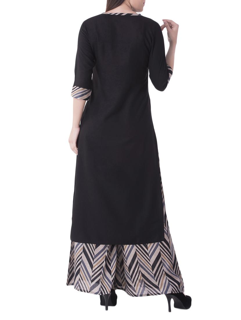 black rayon kurta palazzo set - 14778990 - Zoom Image - 3
