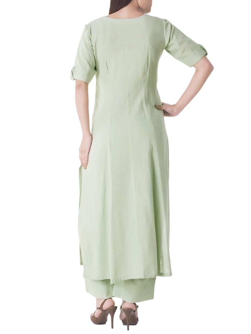 Pastel green gota work kurta with pant set - 14778991 - Zoom Image - 3