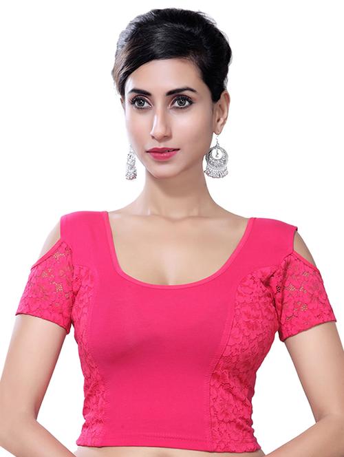 pink cotton lycra solid blouse - 14781931 - Standard Image - 1