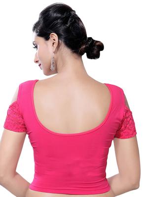 pink cotton lycra solid blouse - 14781931 - Standard Image - 3