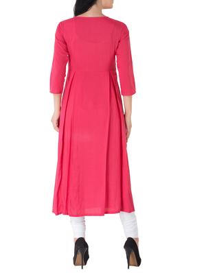 pink rayon flared kurta - 14783221 - Standard Image - 3