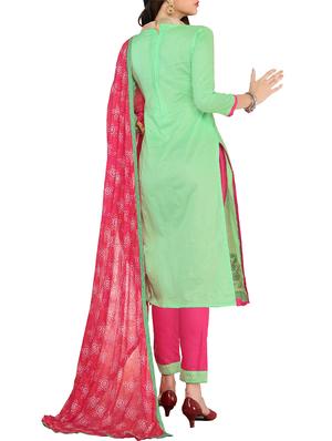 green cotton embroidered unstitched suit - 14784612 - Standard Image - 3