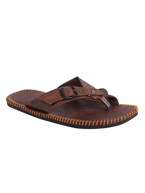 brown leatherette toe separator slipper - 14785420 - Standard Image - 1