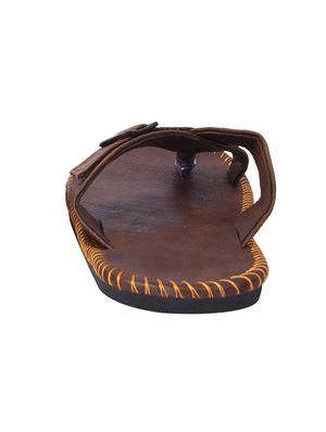 brown leatherette toe separator slipper - 14785420 - Standard Image - 3