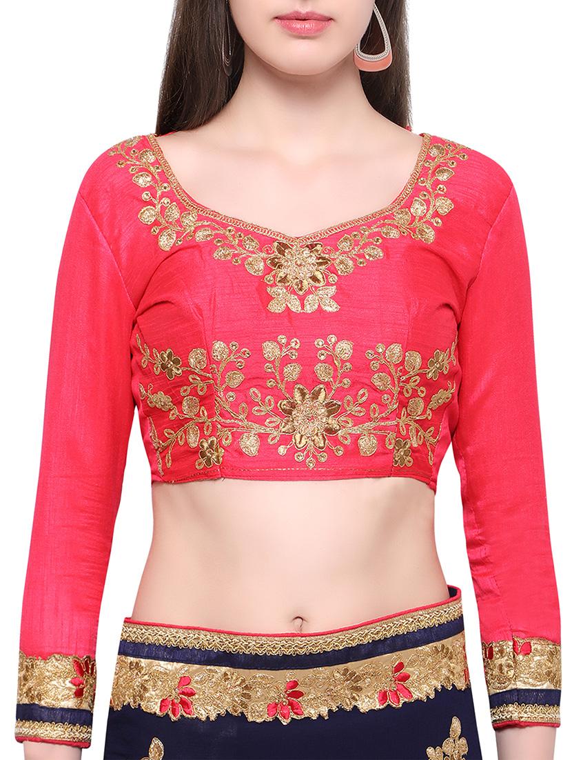 blue georgette embroidered saree with blouse - 14786040 - Zoom Image - 3