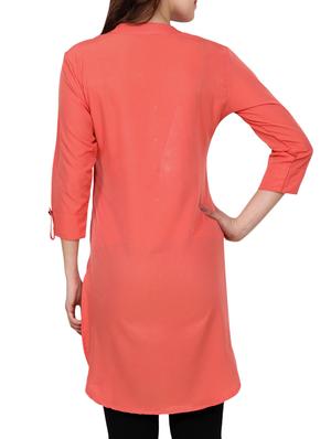 peach crepe straight kurti - 14787334 - Standard Image - 3