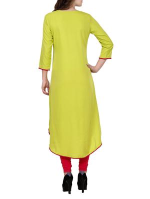 green cotton high-low kurta - 14787335 - Standard Image - 3