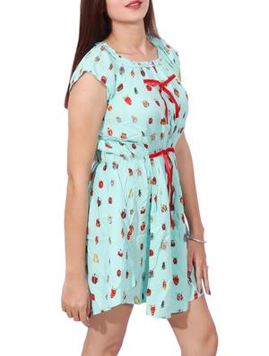 blue printed belted dress - 14787648 - Standard Image - 3