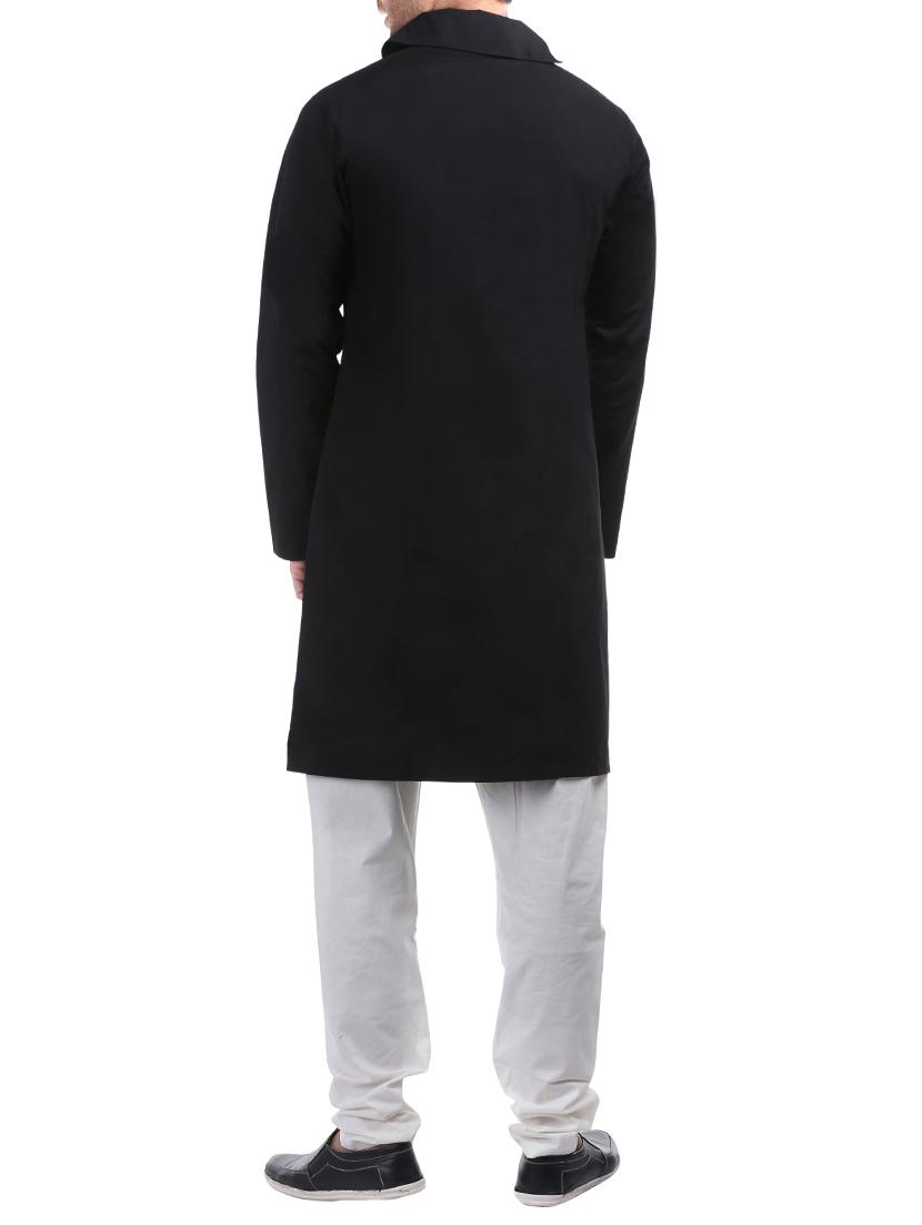 black cotton long kurta - 14789688 - Zoom Image - 3