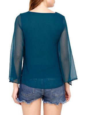 slit sleeve round neck top - 14791437 - Standard Image - 3