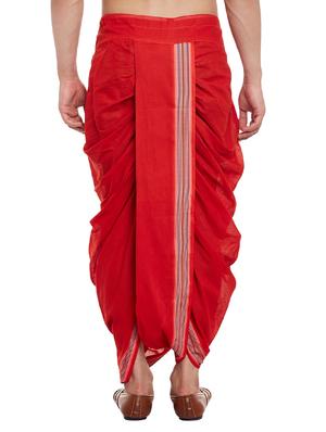 red cotton dhoti - 14794001 - Standard Image - 3