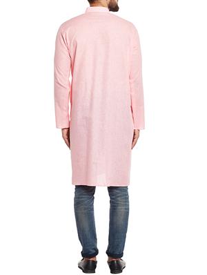 pink linen long kurta - 14794286 - Standard Image - 3