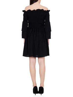 black solid off-shoulder dress - 14798526 - Standard Image - 3