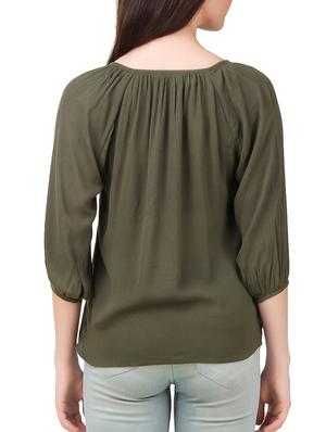 olive solid crepe top - 14800051 - Standard Image - 3