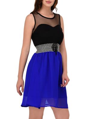 blue fit & flare dress - 14800079 - Standard Image - 3