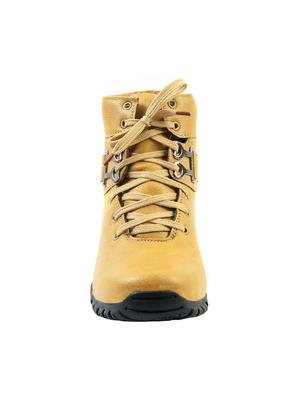 beige leatherette high ankle boots - 14804815 - Standard Image - 3