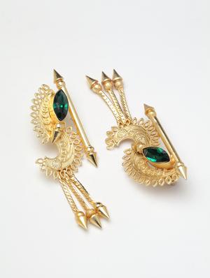 gold brass drop earring - 14806801 - Standard Image - 3