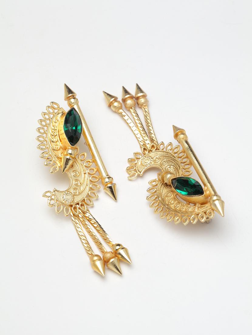 gold brass drop earring - 14806801 - Zoom Image - 3