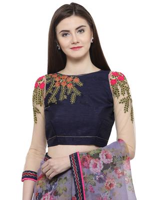multi colored net printed saree with blouse - 14807019 - Standard Image - 3