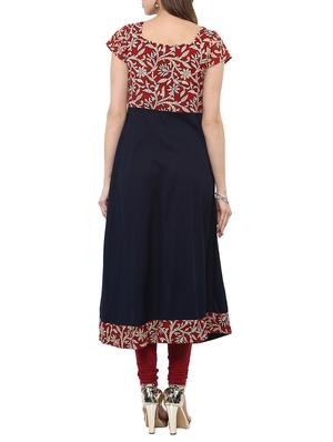 blue cotton flared kurta - 14807936 - Standard Image - 3