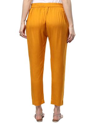 mustard rayon atapered pant - 14808677 - Standard Image - 3