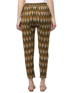 mehandi green cotton tapered pant - 14808678 - Standard Image - 3