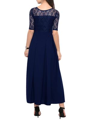 floral lace panel pleated maxi dress - 14809296 - Standard Image - 3