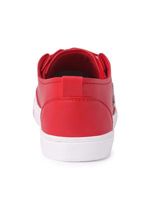 red leatherette lace up sneaker - 14811722 - Standard Image - 3