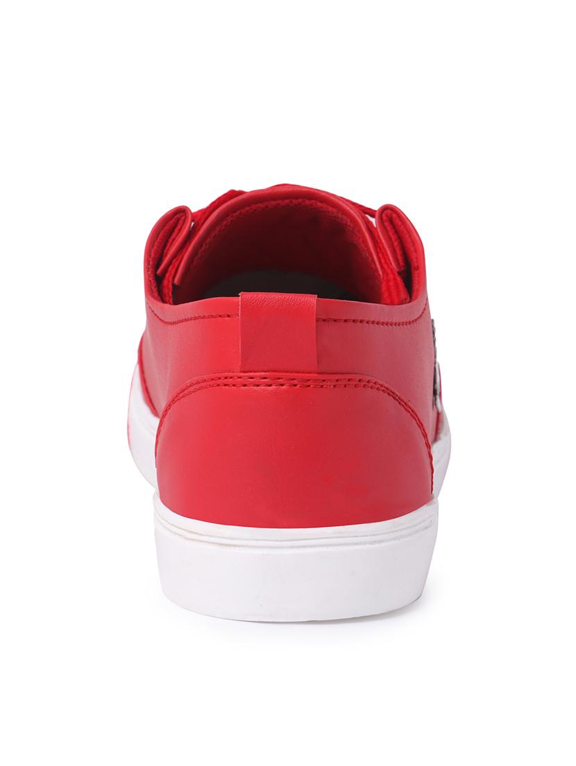 red leatherette lace up sneaker - 14811722 - Zoom Image - 3