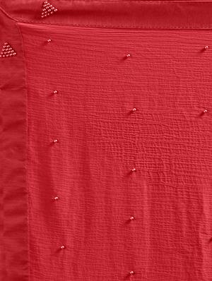 red chiffon bordered saree with blouse - 14813999 - Standard Image - 3