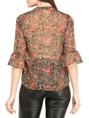 brown chiffon top - 14816989 - Standard Image - 3
