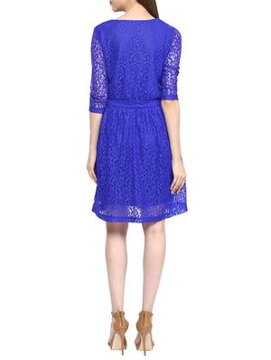 blue fit and flare dress - 14817039 - Standard Image - 3