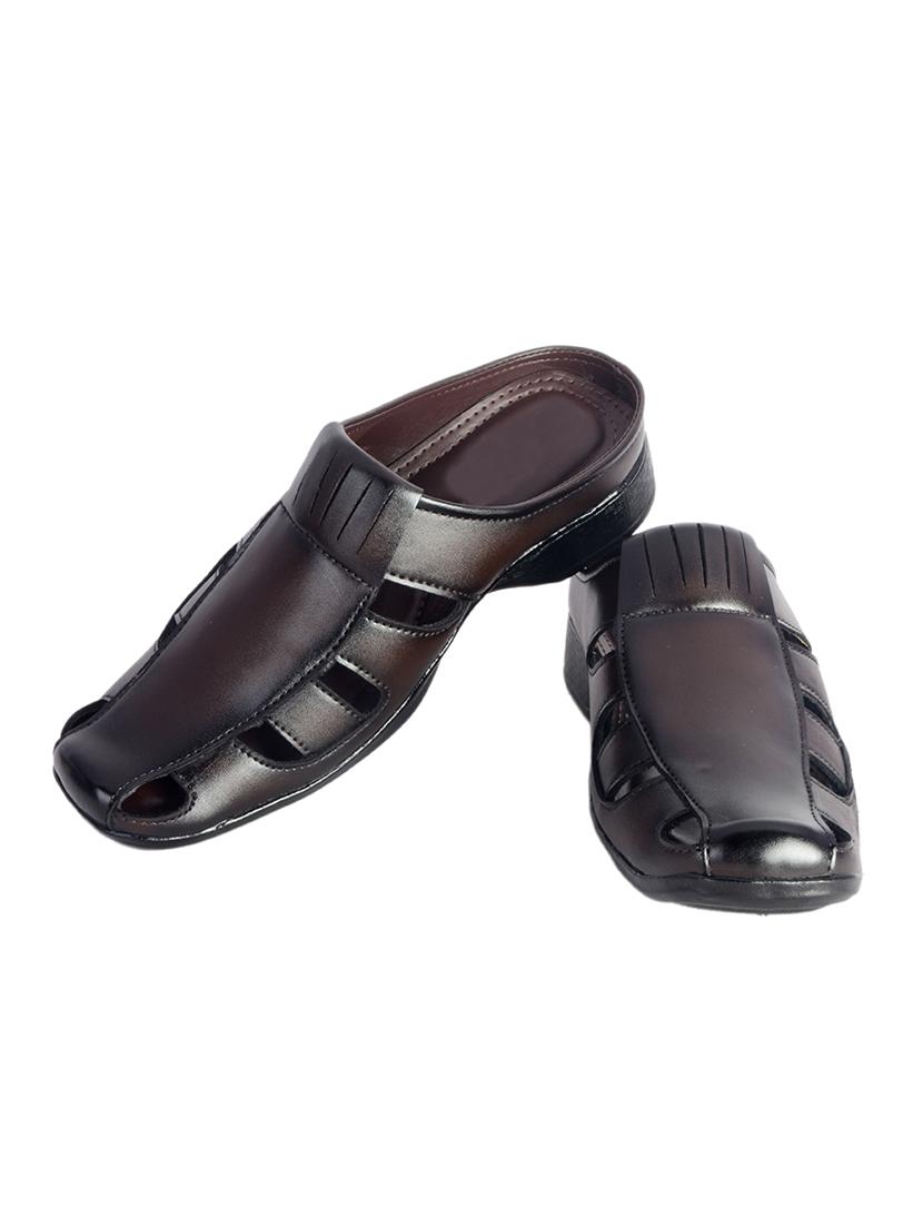 brown leatherette slip on sandal - 14817194 - Zoom Image - 3