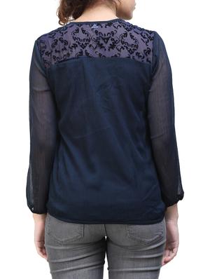 navy blue solid top - 14818217 - Standard Image - 3