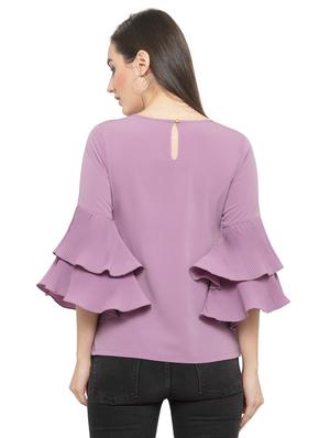 bell sleeved solid top - 14818405 - Standard Image - 3
