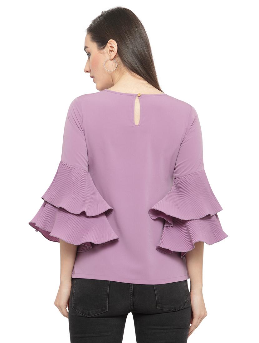 bell sleeved solid top - 14818405 - Zoom Image - 3