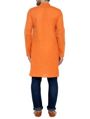orange cotton long kurta - 14841821 - Standard Image - 3