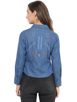 blue denim regular shirt - 14845629 - Standard Image - 3