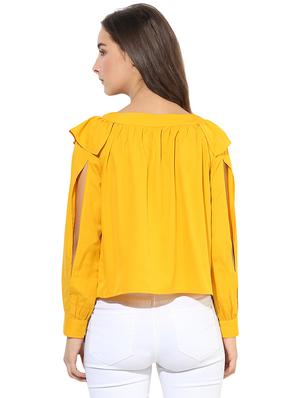 slit sleeve ruffle crepe top - 14845654 - Standard Image - 3