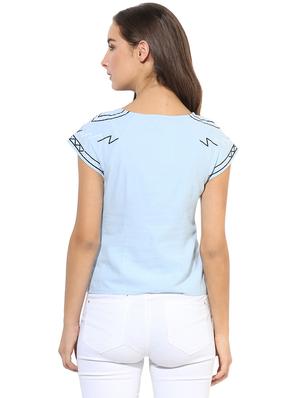 embroidered cotton blend top - 14845668 - Standard Image - 3