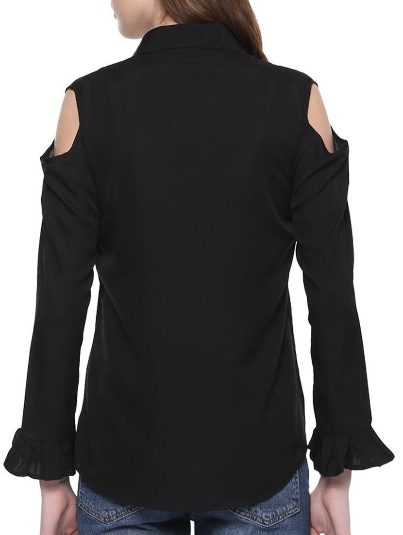 cold shoulder button up top - 14849430 - Zoom Image - 3