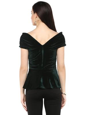 solid green peplum top - 14850290 - Standard Image - 3