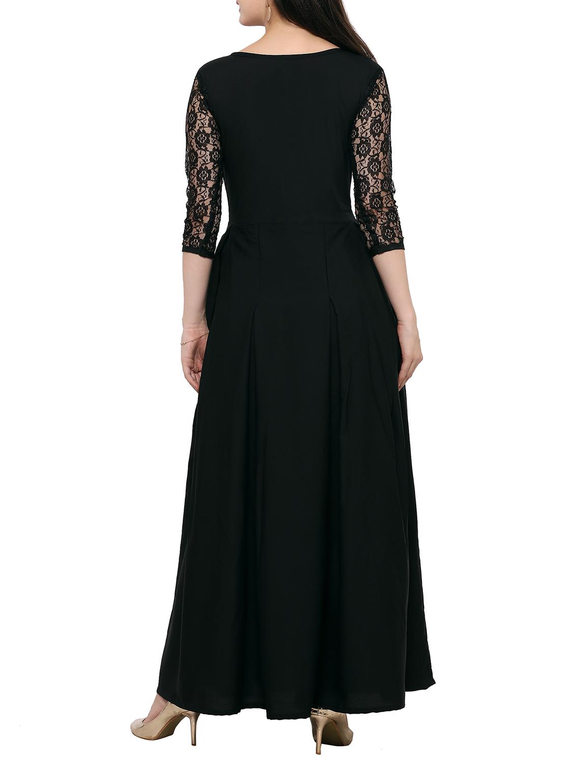 laced panel pleated maxi dress - 14858070 - Zoom Image - 3