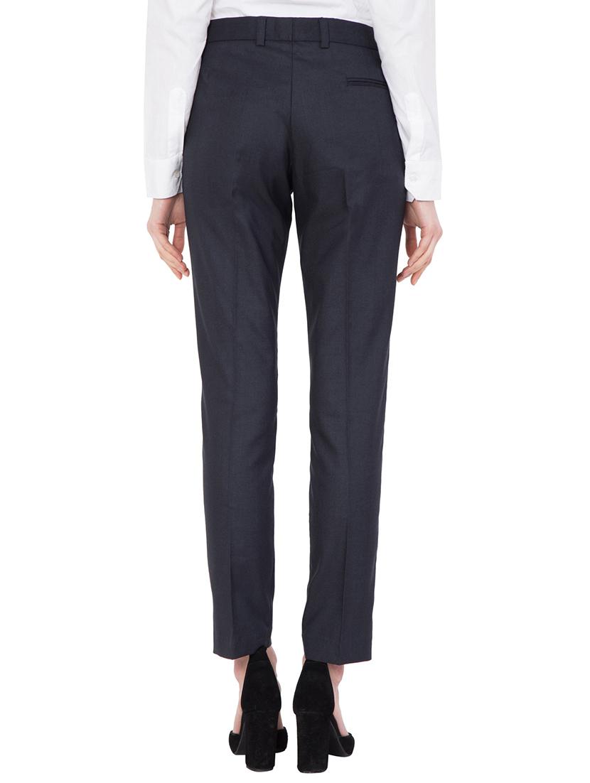 Navy blue solid flat front trouser - 14860629 - Zoom Image - 3