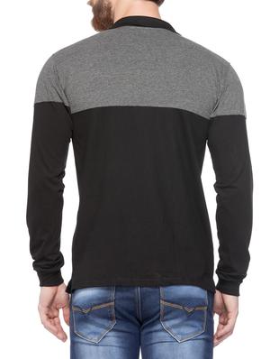 black cotton color block t-shirt - 14862082 - Standard Image - 3