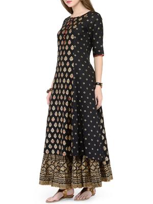 Foil printed kurta with skirt set - 14867216 - Standard Image - 3