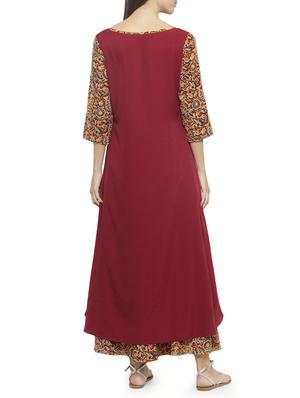 maroon kurta palazzo set - 14868109 - Standard Image - 3