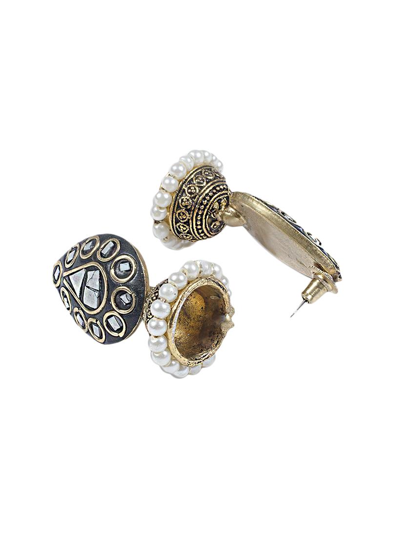 multi colored brass jhumka earrings - 14868355 - Zoom Image - 3