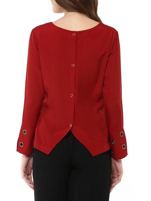 miway women's rayon crepe maroon solid top - 14870534 - Standard Image - 3