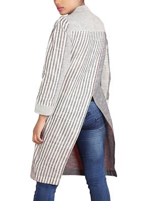 Knotty tales grey cotton straight kurta - 14871672 - Standard Image - 3